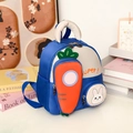 Kinderrugzak in blauw en crème met wortelzakje en schattig konijnendecor - Blauw