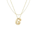 Goldene Ballon-Initial G Halskette mit zweilagiger Büroklammer- und Perlenkette - Doppelte Büroklammerkette G / Gold
