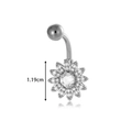 Sparkling sunflower belly ring with clear cubic zirconia and 1.19cm stainless steel bar - Sunflower Style (2601-1# Silver)