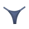 Navy blue ice silk thong with mesh fabric and elastic bands for fitness and sports - Blue (T-back)