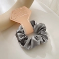 Elegant grey satin scrunchie with decorative gift card holder for hair styling - With Diamond Card / Gray