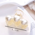 Detail view of 6.5cm hair claw clip with three large pearls on cream base - S217-9# Triple Pearl Transparent Claw