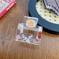 Transparent acrylic hair claw clip with colorful gingerbread house and snowman prints - Gingerbread House Print (5CM)