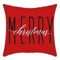 Red Christmas pillowcase with Merry Christmas text and snowflake patterns - Red Large Merry Christmas Text