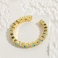 Anello Evil Eye dorato con smalto verde e zirconi per un look boho unico - Aperto Regolabile / Oro 14K-Verde Chiaro