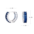 Detailed size specifications for S925 sterling silver hoop earrings with blue zircon - Silver/Blue Zirconia