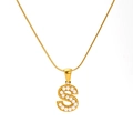 Collier chaîne serpent dorée avec pendentif lettre S serti de perles pour femme - Lettre S (SP723G-S)