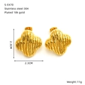 Detail showing 18k gold plated stainless steel clover earrings with ridged texture design - Clover Wrinkle Texture Style (S-E470)