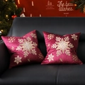 Set of two burgundy velvet Christmas pillow covers with gold and silver snowflake embroidery - Wine Red Velvet Embroidered Gold Snowflake/Wine Red
