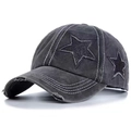 Berretto da baseball vintage grigio scuro invecchiato con patch a stella glitter - Nero