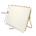 White jewelry display rack with gold metal frame and decorative flowers, 24.5x35.5cm - Slanted Stand Padding / Off White