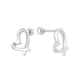 Minimalist S925 sterling silver heart stud earrings with threaded ball back closure - S925 Silver Plated 14K Gold / Silver