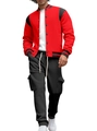 Tuta da uomo high street con giacca varsity rossa e nera e pantaloni jogger cargo - S / Borgogna