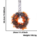 Couronne d'Halloween citrouille avec guirlande orange et noire indiquant les mesures - Couronne Nœud Vigne Citrouille