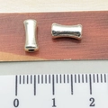 Silver Tibetan beads set of two curved tube spacers for DIY jewelry making on ruler - Bamboo Tube Spacer Bead