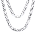 Classic S925 sterling silver Figaro chain with polished Italy hallmark clasp - 6mm Diamond-Cut 4-Sided Curb Chain / 51cm-60cm (Inclusive)