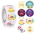 Rouleau de 8 autocollants Happy Birthday et Anniversary pour emballage cadeau et décor - 25mm / Style C