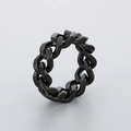 Polished black Cuban link chain ring in punk style made of durable stainless steel - US 6 / Black