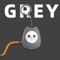 Portable cat-shaped personal security alarm in grey with a brown lanyard - English Packaging / Cute Cat / Dark Gray