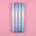 Close-up of 4 gradient color highlighters with SOFT text on minimalist pink background - Taro Cream Puff - OPP Bag