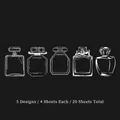 Set de 20 pegatinas de frascos de perfume transparentes con 5 diseños lineales - Como desees / Paquete de 20