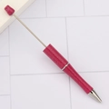 DIY beaded ballpoint pen in sparkling rose red with a glittery pearl finish and silver trim - Pearlescent Rose Red