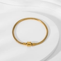Detail of 18K gold-plated titanium steel snake chain bracelet with square buckle closure - Gold Waist Clasp