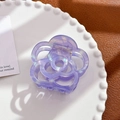Elegant hollow camellia hair claw clip in iridescent purple finish for women - Purple-5.6cm