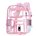 Transparenter wasserdichter Rucksack mit rosa Rand und bunten Schmetterlingsmustern - Rosa Druck