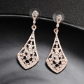 Boucles d'oreilles pendantes vintage or rose avec strass brillants pour mariage - Goutte d'Eau Géométrique Creuse / Or (J2779G)