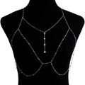 Chaîne de corps bikini avec pompon en zircon étincelant design en maille argentée femme - Chaîne de Corps (ZW2710) / Acier
