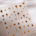 Golden embossed nail art stickers with heart and butterfly patterns model M-550 - Gold Red Star Moon Magic Style (M-550)
