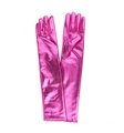 Lange Handschuhe aus rosa Metallic-Lackleder für Opernkostüme und Cosplay-Aufführungen - Einheitsgröße / Rosarot (43cm)