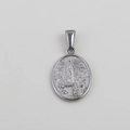 Silver oval stainless steel religious pendant featuring Virgin Mary embossed relief - Steel-Oval Virgin Mary