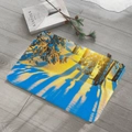 Winter forest snow scene flannel absorbent floor mat on grey wood floor for cozy home decor - 40x60cm / Realistic Snow Forest Sunset