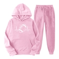 Survêtement en polaire rose pour femme avec motif rugby heartbeat sur le sweat à capuche - S (L) / Haut Et Bas / Rose 5 (Pouls de Football)