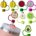 Obst Strohhalm Abdeckungen Set für Stanley Becher mit Wassermelonen und Avocado Designs - 10mm-OPP-Beutelverpackung / Moe Moe Drache Grün