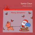 Astuccio trasparente natalizio con Babbo Natale e renna, chiusura a zip rossa - Babbo Natale