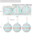 Set of three 8cm macaron-colored foam Christmas balls with glitter beads and gold threads - Set of 3 / Lake Blue