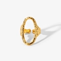 Detail of the hammered texture and hollow oval design on this gold open ring - Large Oval Hollow Hammered Style (JDR201634)