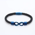Geflochtenes Herrenarmband aus Leder mit blauem Unendlichkeitssymbol und Magnetverschluss - Blau