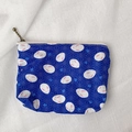 Blue mini coin purse with cute white rabbit print and vintage bronze metal zipper - Blue Rabbit
