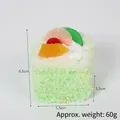 Realistic square green mousse cake model with cherry and cream topping 6.5cm - Green Mousse Cake (Square)