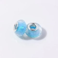 Sky blue faceted resin beads with silver metal core for DIY bracelet making - Lake Blue