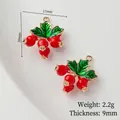 Charming red berry enamel fruit charms in gold plated copper for DIY jewelry making - Single Piece Price / Berries