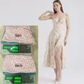Slim fit floral slip dress in cream with pink flowers and high side slit detail - S / White with Orange Pink Floral