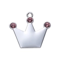 Silver crown pet tag with three purple gemstones and durable hanging loop for collars - Purple