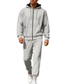 Lichtgrijze heren fleece trainingspak met hoodie met rits en bijpassende joggingbroek - S / Lichtgrijs