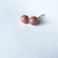 Pink strawberry crystal ball stud earrings featuring 925 sterling silver pins for women - Rhodonite / Gold