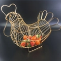 Golden chicken-shaped iron fruit basket with creative wire mesh weave for storage - 30*16.5*26cm / Gold